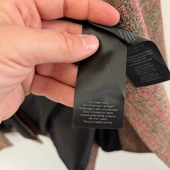 Gestuz Ditte Blazer Brown & Pink Plaid Double Breasted Oversized Blazer Size 34 - Picture 13 of 13